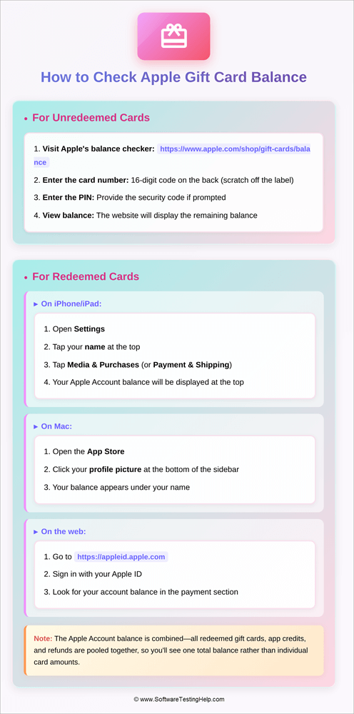 Steps to check apple giftcard balance