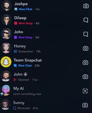 Snapchat conversation list