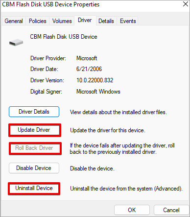 USB device properties