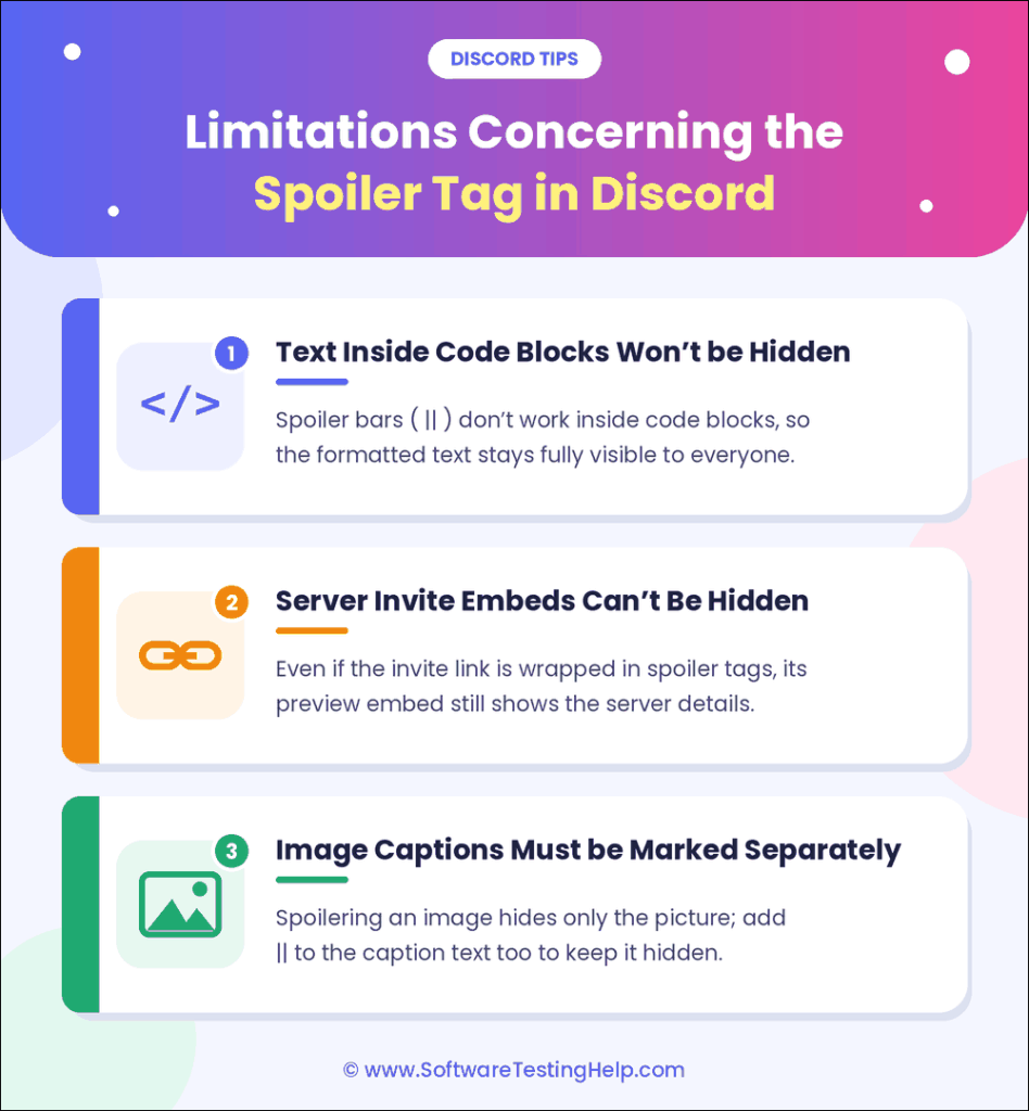 discord spoiler tag limitations infographic