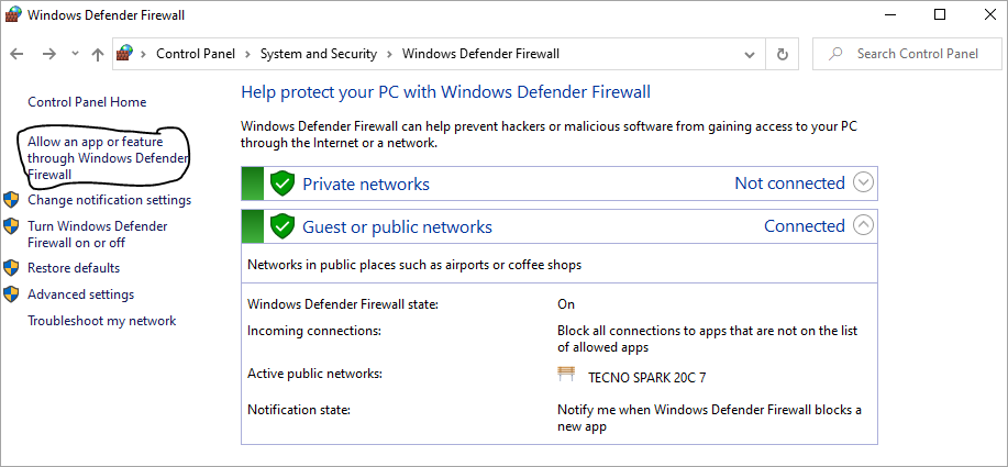 firewall windows defender