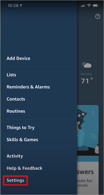 go to settings mobile app