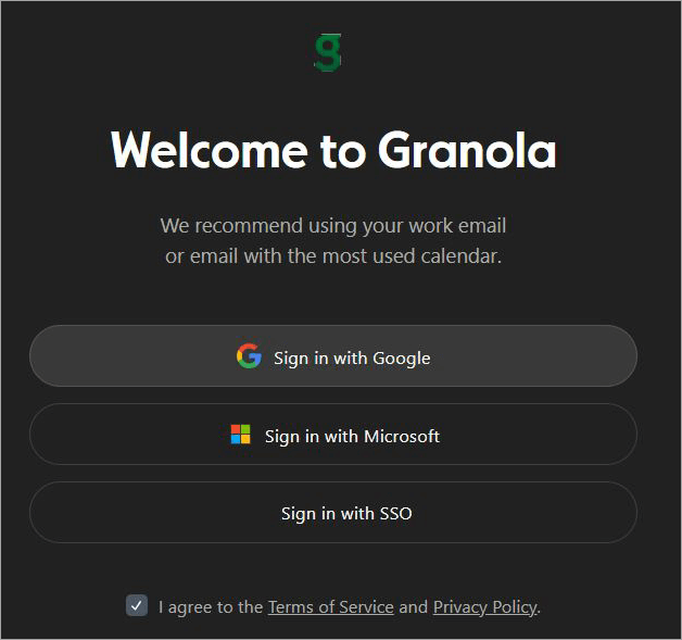 granola signin
