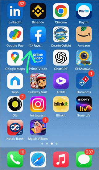 how to reinstall fb after offloading
