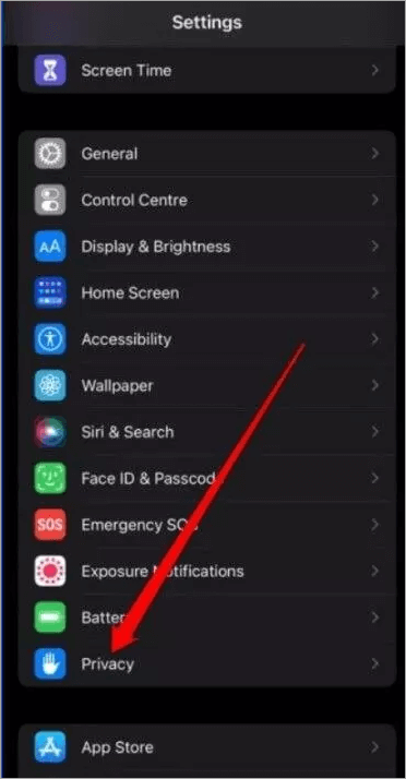 iOS privacy settings