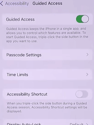 toggle to turn on Guided Access.