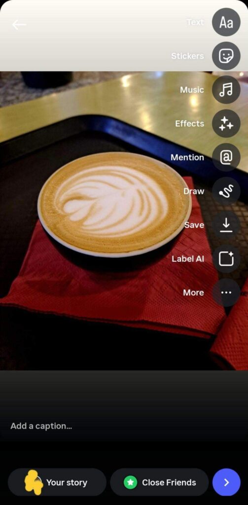 Instagram click on Music icon