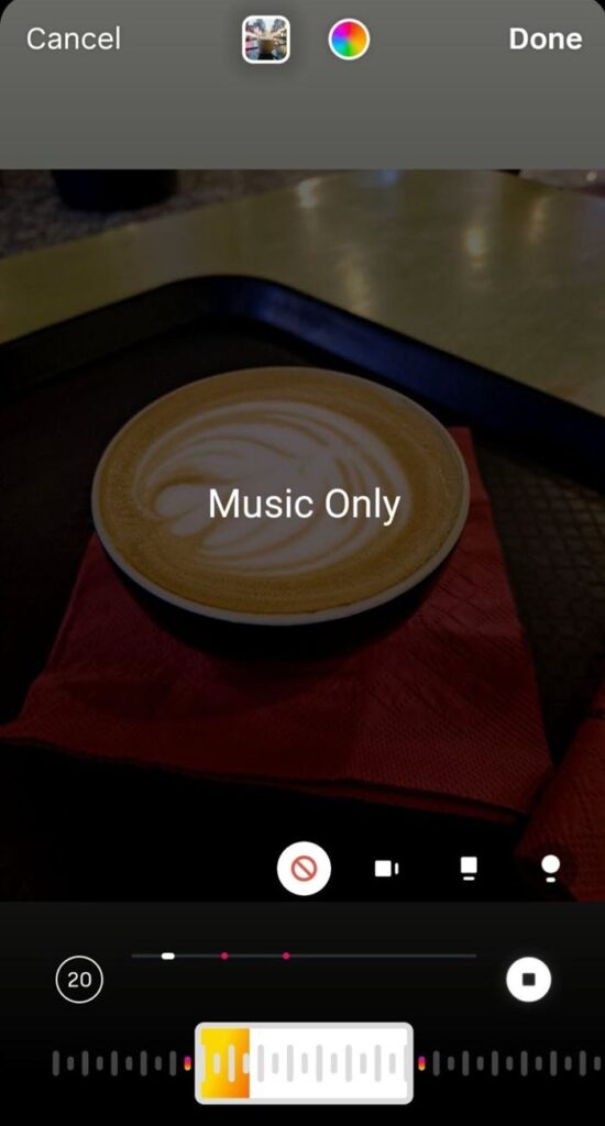 Instagram tap Done