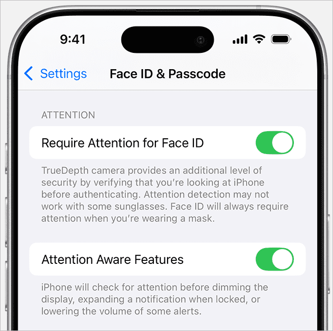 Face ID and Passcode