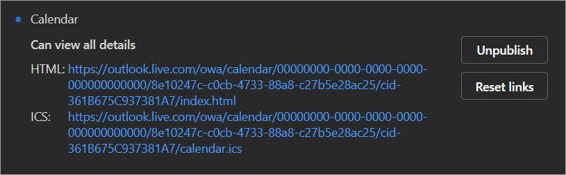 HTML & ICS links
