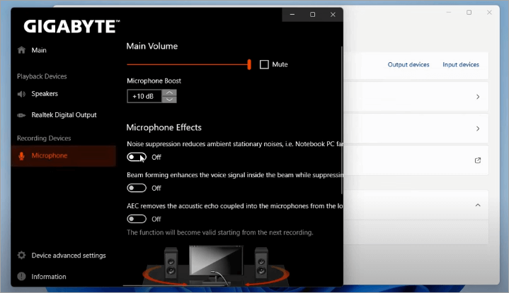 noise suppression in windows