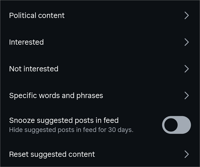 reset suggested content