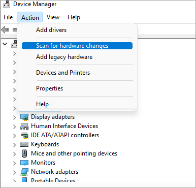 scan for hardware changes