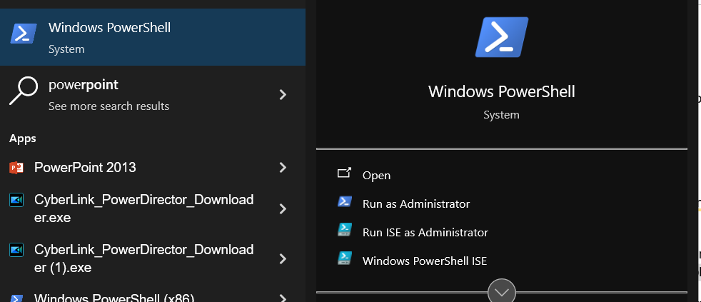 select Windows PowerShell