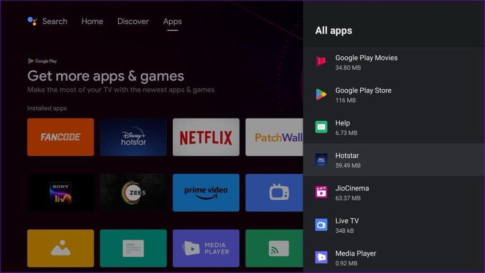 select the app on TV
