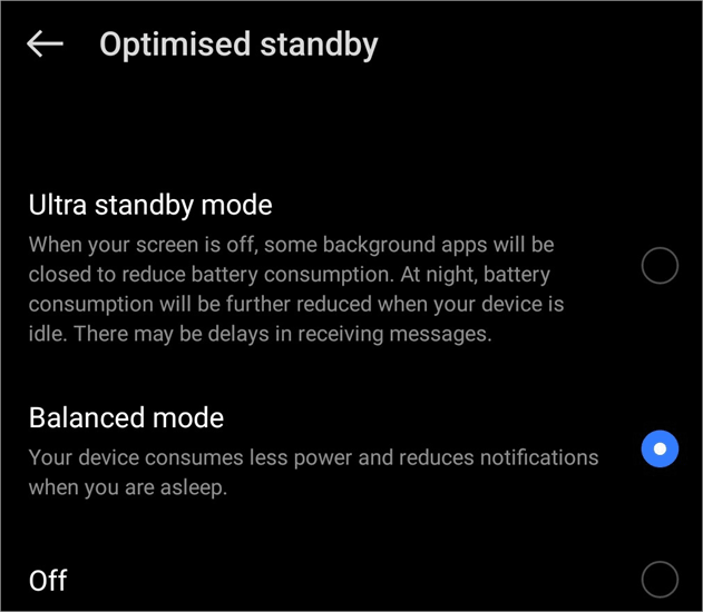optimised standby