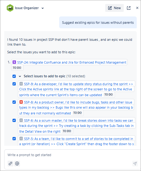 suggest existing epics