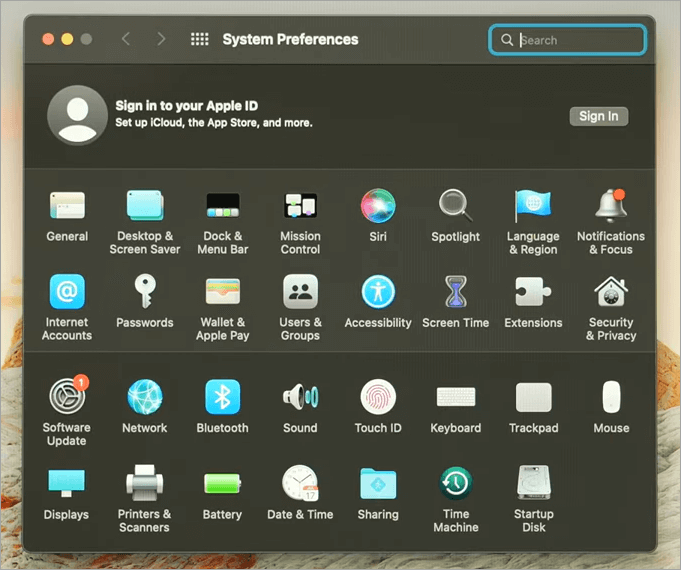 system preferences