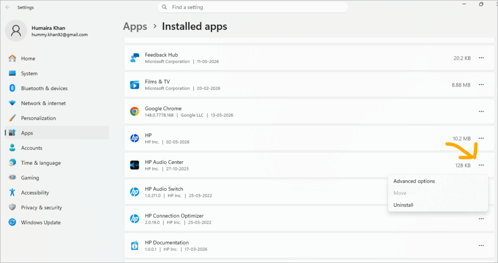uninstall app