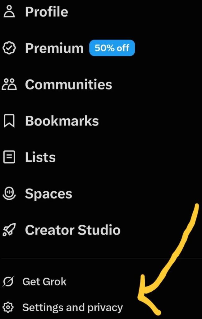 x app - Settings and Privacy