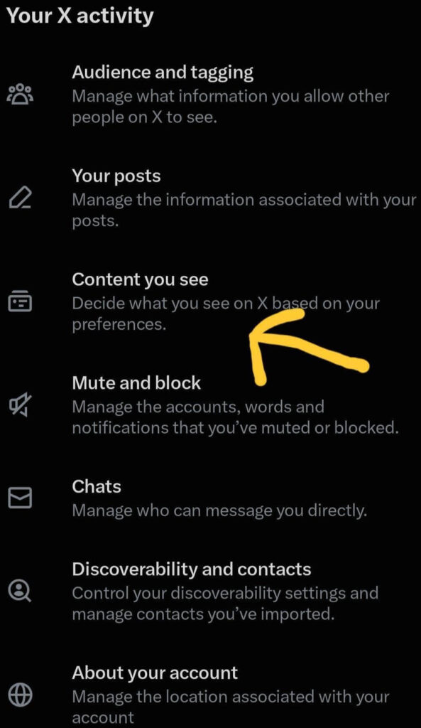 x app - content you see